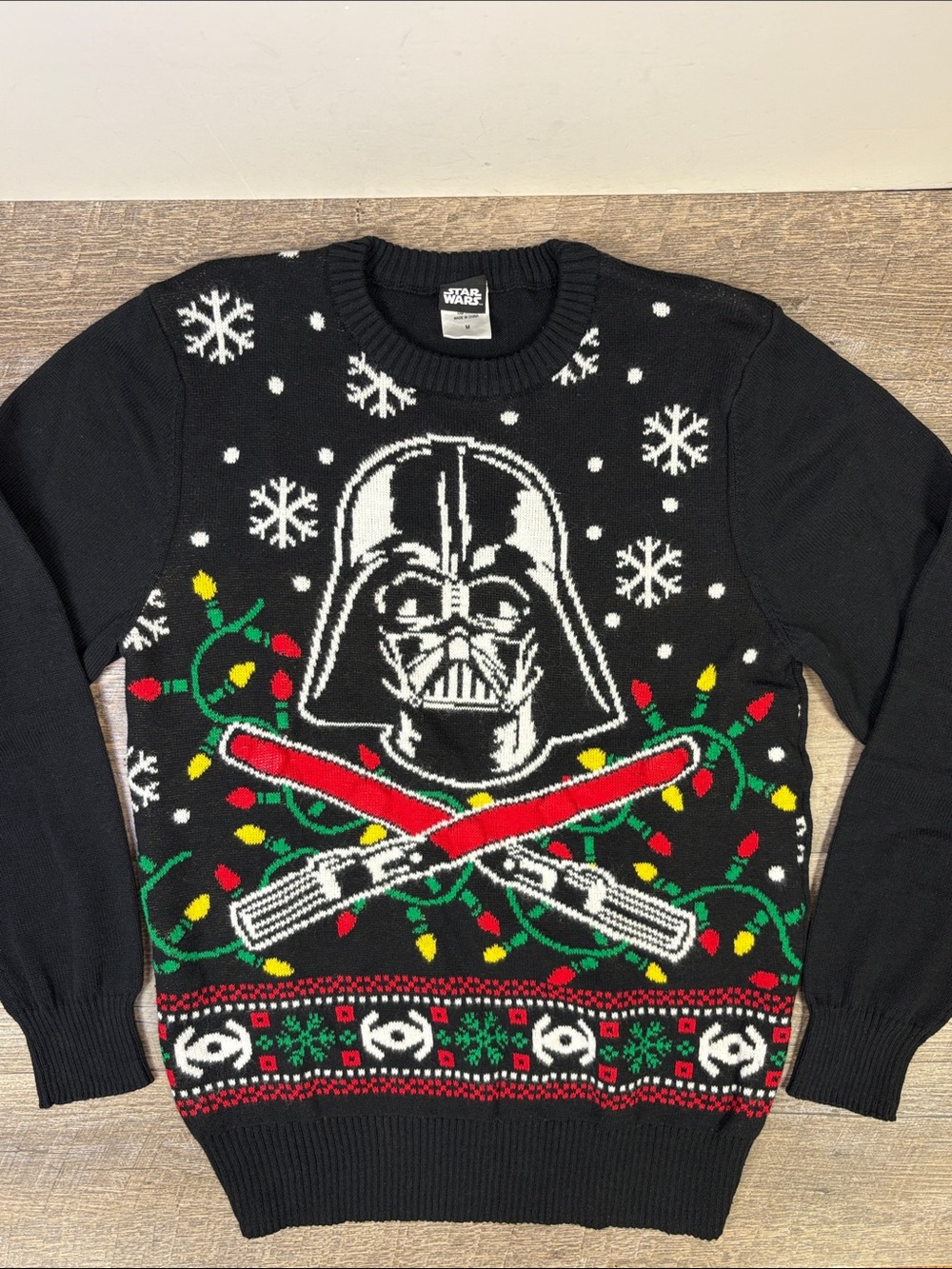 Star Wars Darth Vader Light-Up Christmas Ugly Sweater Black Size Medium